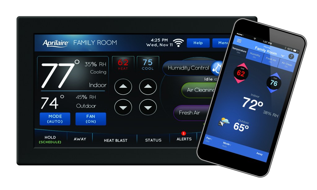 The Aprilaire app allows home owners to control indoor air comfort.