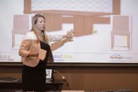 Aundrea Brown with Intermark Design presents design elements to reNEWable Living Home team.