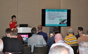 Presenting to a room full of males at the International Builder Show.