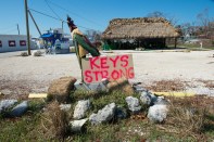 A handwritten sign of encouragement to the Florida Keys community sits on the side of Overseas Highway in Marathon, Florida after Hurricane Irma. Sunday, September 17, 2017. PHOTO BY J.T. BLATTY / FEMA
