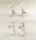 Top: The Axor Starck V on the left, counterfeit on the right Bottom: Hansgrohe's Metris Classic Faucet on the left, counterfeit on the right