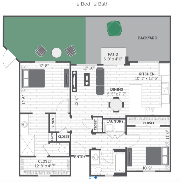 Rents on this 2 bed, 2 bath home start at $1,350 a month.
