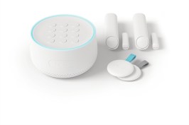 The Nest Secure alarm system, which includes the Nest Guard, Nest Detect sensors, and Nest tags.