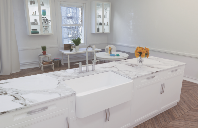 The BLANCO CERANA II Fireclay Apron Front Sink, shown here in white.