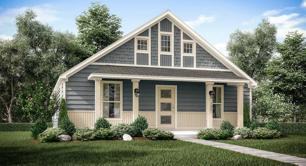 A Lennar bungalow, the Monterey B, in the Woodforest master plan.