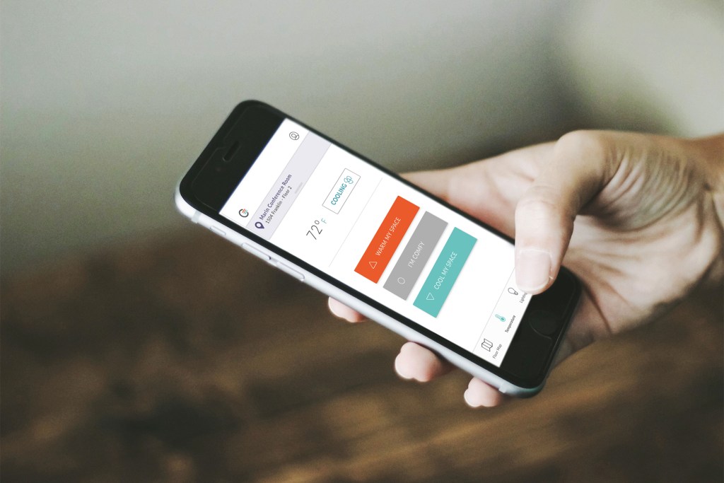Mit der Comfy-App können die Nutzer Temperatur und Beleuchtung in Sekundenschnelle ändern sowie Besprechungsräume buchen. The Comfy workplace experience app allows employees to make immediate changes in temperature and lighting, and to book rooms.