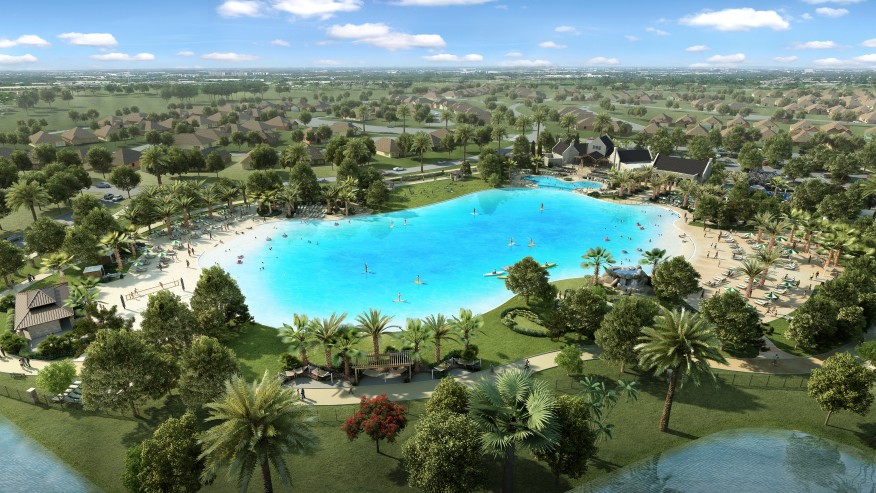 The Crystal Lagoons amenity at the Balmoral community in Humble, Tex. is slated to open to residents this summer.