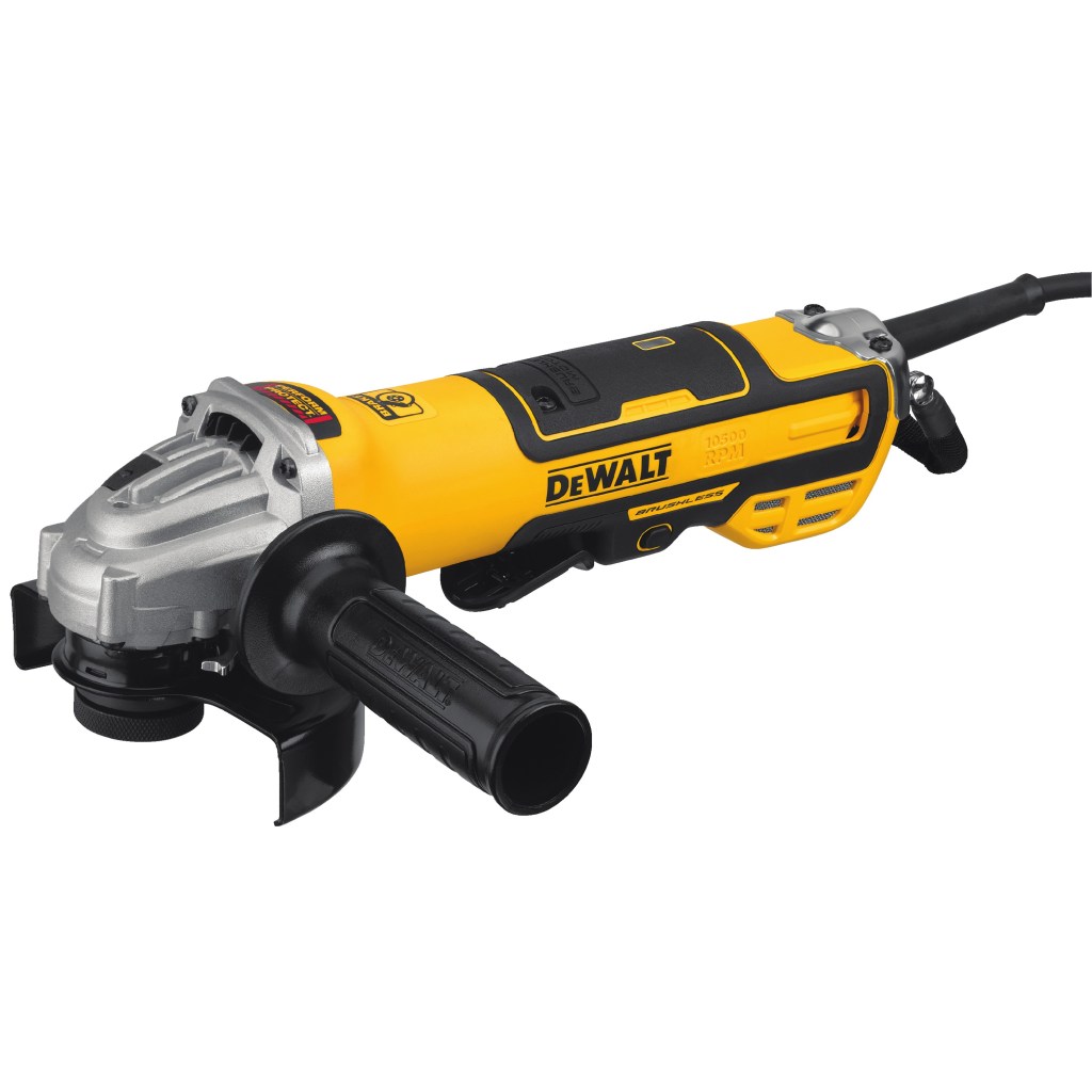 The 5” Brushless Paddle Switch Small Angle Grinder by DEWALT.