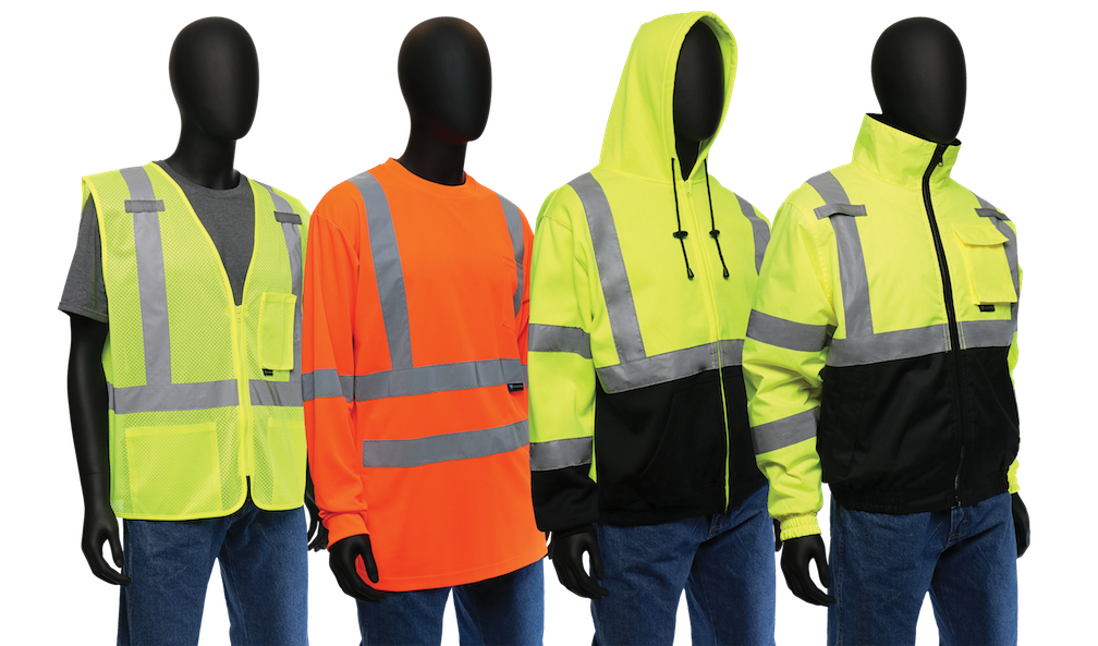Four protective gear options from the West Chester Protective Gear Hi-Viz line.