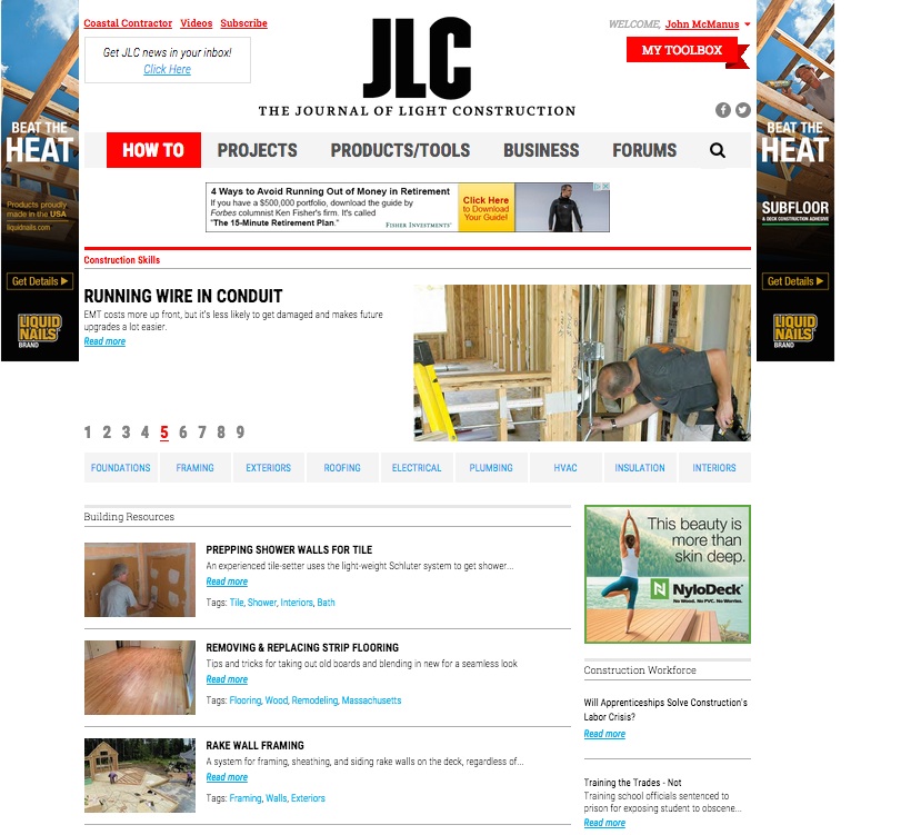 The Journal of Light Construction website redesign launches August 17, 2015.