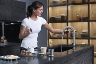 Kohler’s Sensate touchless faucet has intuitive Response® technology: a simple wave of a hand, or an object such as a pan or utensil, turns it on or off.