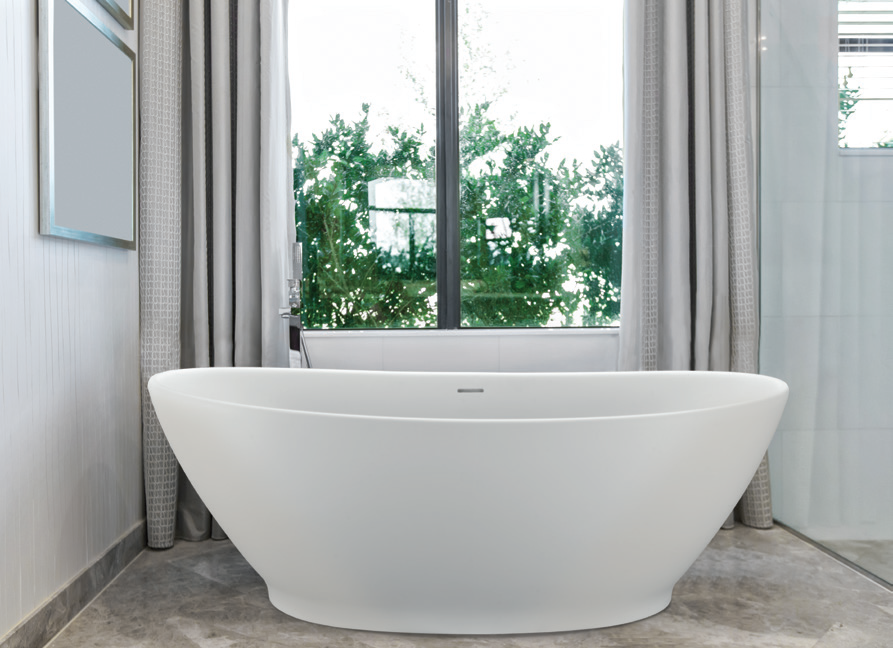 The Elise 230 freestanding tub by MTI Baths in white.