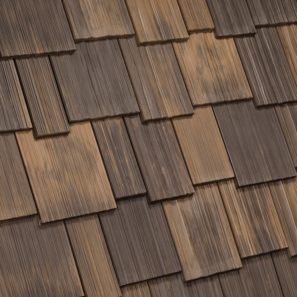 DaVinci Roofscapes’ composite shake roofing tiles in the new Nature Crafted Collection Aged Cedar finish.