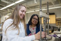 Sumi Siddiqua (right), engineering professor at UBC Okanagan, and Priscila Barreto (left), graduate student at UBC Okanagan.