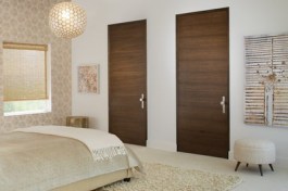 The Tru&Modern Collection’s horizontal grain flush wood interior doors.