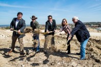Legacy Communities broke ground at Westside Landing last month led by, from left, Cass Brewer, Legacy principal, Haythem Dawlett, Legend Communities president and CEO, Philip Jalufka, Legacy principal, Mandy Myers, Myers Financial Corp, and Joe Bain, City of Lakeway mayor.