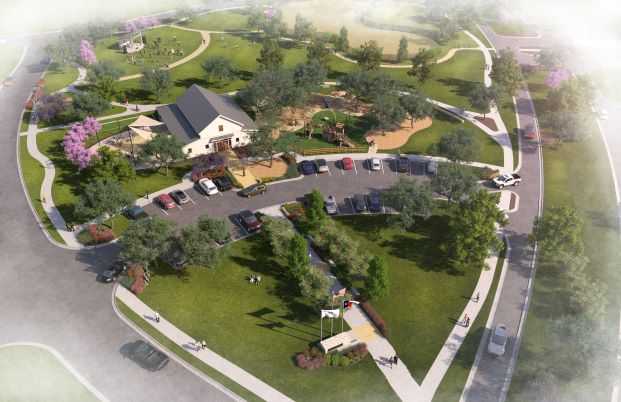 Rendering of the Community Green at Meyer Ranch.