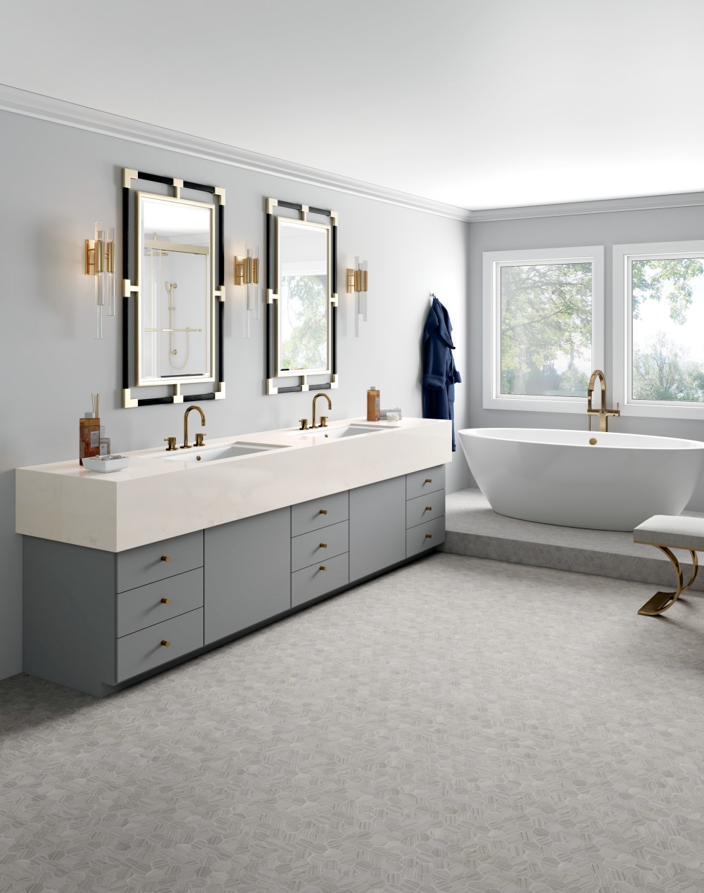 Daltile’s ONE Quartz Surfaces in Jasmine White.