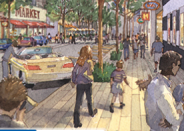 Artist rendering of a street in Candlestick Point.