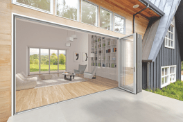 NanaWall SL84 slim-line, thermally-broken folding door.