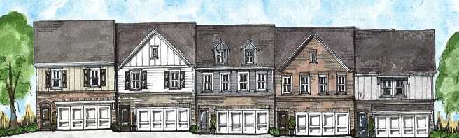 A rendering of the Edgemoore at Milford townhomes from Traton Homes.