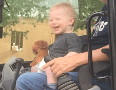 "Mikemike" Nieri, on the job site of his mom and dad's new home, being built now with help from Grandpa Michael Nieri, a 2020 Hearthstone BUILDER Humanitarian Award honoree.