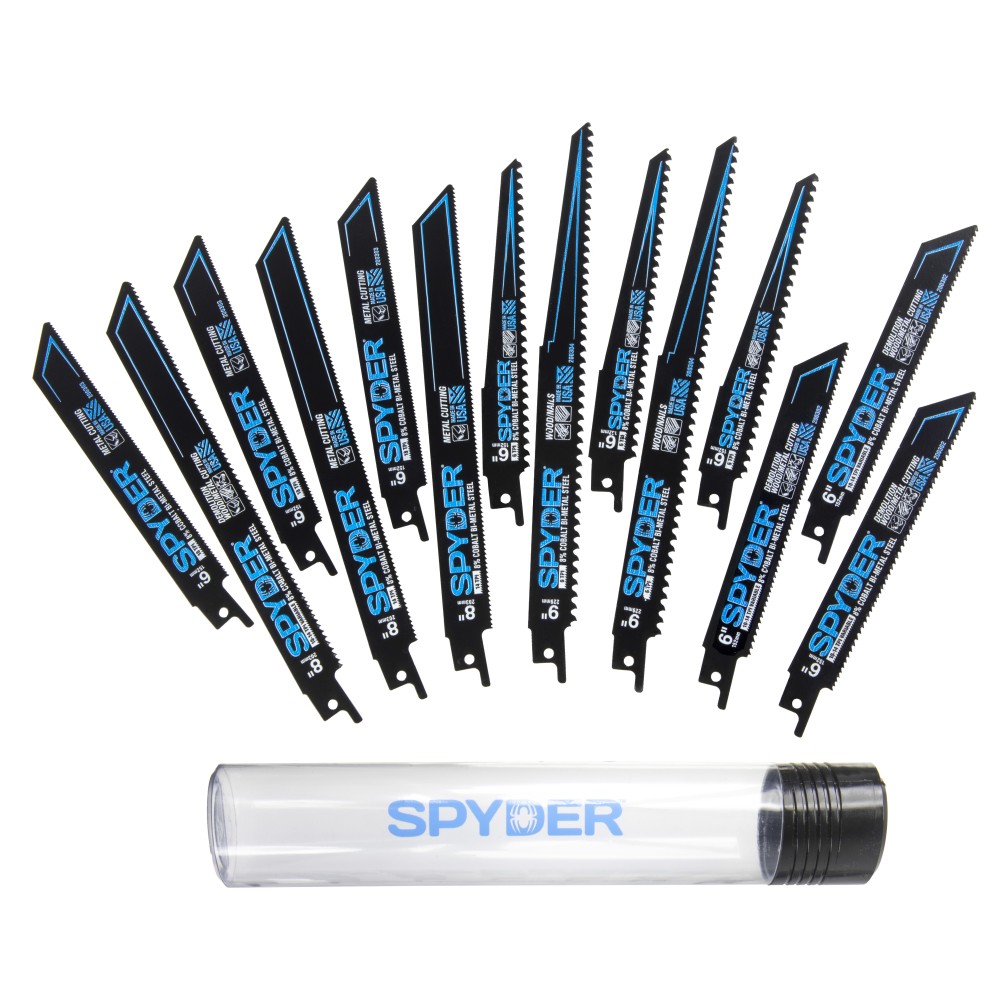 The Black Series bi-metal circulating saw blades, shown here in the 14-piece variety pack.