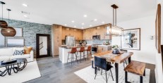 The kitchen area in the Copperleaf home at Landsea’s IronRidge master-planned community.