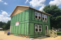The exterior of a home framed in less than one day by the Structural Building Components Association and the National Framers Council as part of the 2022 Innovative Housing Showcase in Washington, D.C.