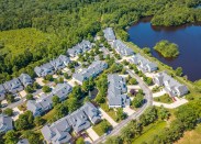 Aerial photo of the lake among the countryside living community