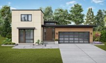 Modern house plan with in-law suite 48-1084 front exterior. See details at Houseplans.com.