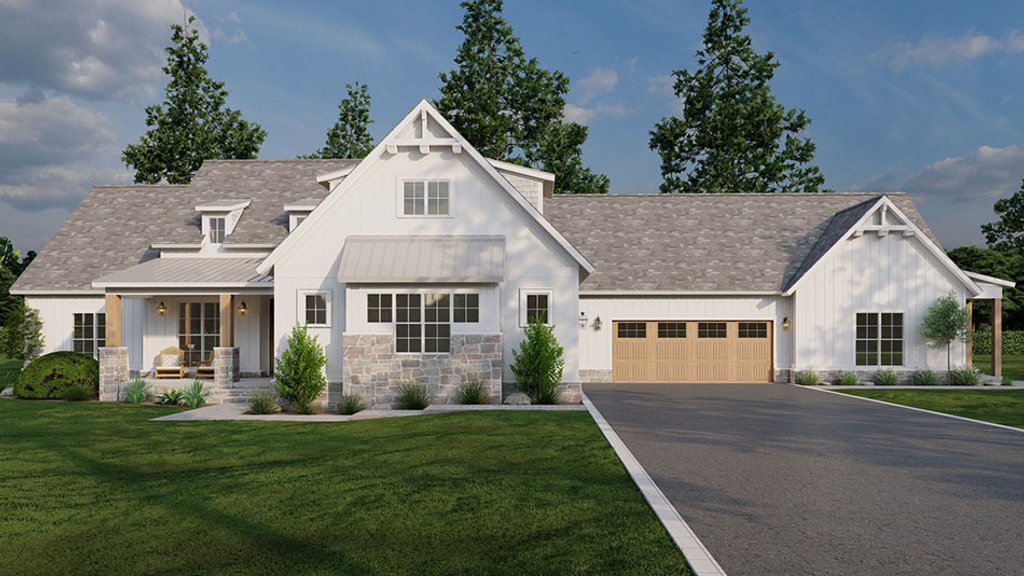 House Plan with In-Law Suite, Front Exterior. See Details at Houseplans.com.