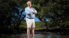 Neal wades through the water at the Neal Preserve in Bradenton, Florida.