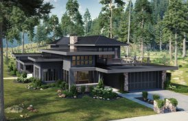 Modern house plan with roof deck, front exterior. See more details at Houseplans.