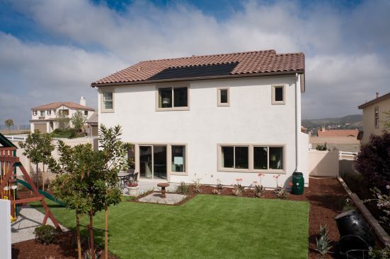 A first for a California production builder, Pardee will build alll homes in this series to the NGBS Gold certification level. Energy-efficient and cost-containing measures include simple footprints, stacked plumbing, limited window sizes, and the use of pre-cut, engineered lumber.