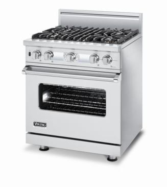 The manufacturer’s ranges are among the priciest in the industry. This 30-inch Custom Series dual-fuel unit features electronic controls, four 15,000-BTU sealed burners, and a true convection oven. It’s priced at around $5,800. Viking Range Corp. 
www.vikingrange.com.