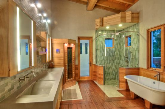The Power Haus' toilets are Kohler dual-flush units and operate on recycled greywater. Hot water is supplied through two 98.2% efficient Eternal hybrid gas hot water models and plumbing is looped to allow for on-demand hot water.