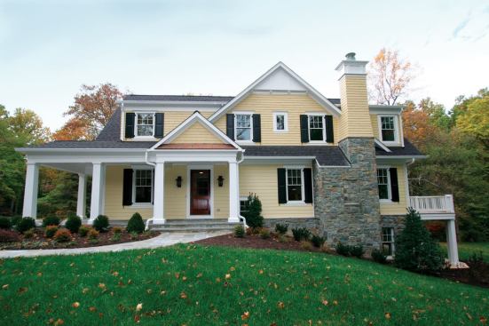 The Maryland-based team of Sandy Spring Classic Homes, Haven Custom Homes, and GTM Architects has collaborated on several modular houses, including this one in North Bethesda, Md.