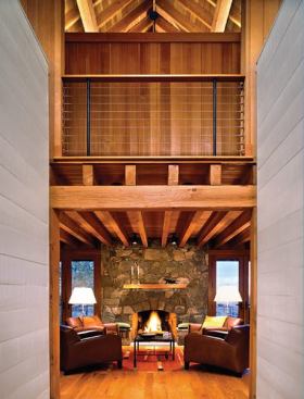 The interior deploys archetypal Western imagery in service of Modernist design principles.