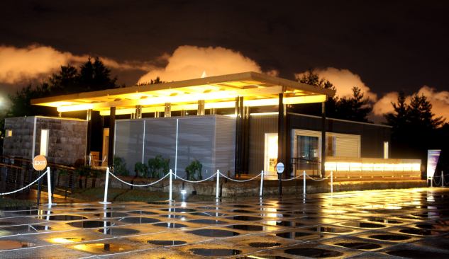 Seen at night, the Appalachian State Solar Homestead featured one of the strongest designs in the competition.
