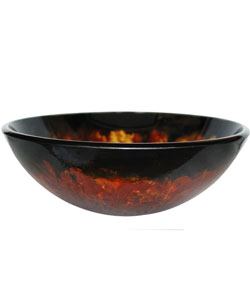 Ideal for a powder room, this handmade tempered glass vessel sink has striking color variations, and features a smooth interior and textured exterior. Priced at $56, the piece measures 16.5 inches wide and 6 inches deep. 
www.overstock.com.