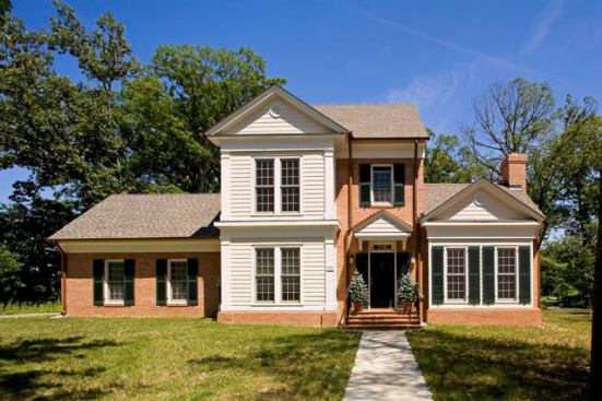 The semi-detached homes at the Virginia Theological Seminary measure 2,700 square feet and share a common wall to reduce their footprint on the site.