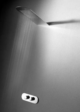 With the tremillimetri collection, Gessi reduces the showerhead to its almost bare minimum. Moving from tridimensional to two-dimensional, the flat line of tremillimetri adds a new chapter to the minimalist elegance, the company says. The polished sheet of steel measures a mere 3 millimeters (or 0.1 inches) thick and still accommodates the rainfall nozzles and a free fall spout or a LED light source. 
www.gessi.com.