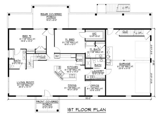 Barndominium plan with in-law apartment, main floor plan. See details at Houseplans.