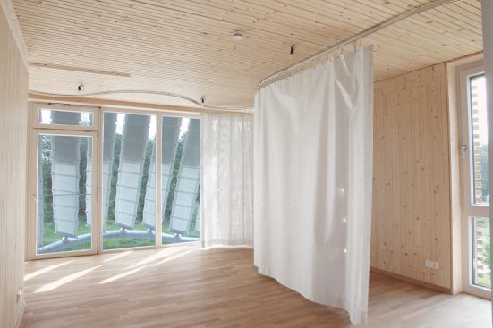 In addition, KVA worked to remove as much infrastructure form the interior walls as possible by creating a vertical riser for energy distribution, radiant heat in the floors, and large window walls. “We were really trying to unpack the walls,” Kennedy proclaims. Taking infrastructure out of the wall and then the walls can move and a house can be easily redesigned.