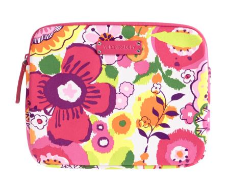 Vera Bradley (www.verabradley.com) offers a zip-up foam-padded tablet sleeve in several lively and distinctive flower prints.