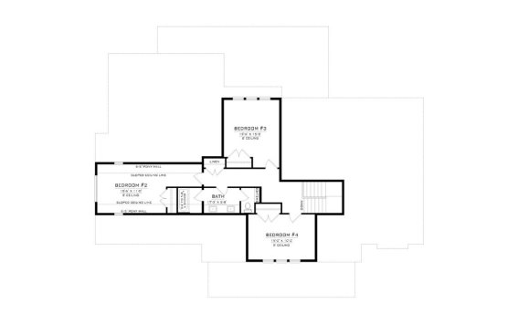 Farmhouse Plan Upper Level. See Details at Houseplans.com.