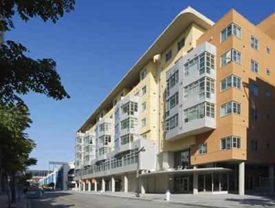 This mixed-use project provides affordable housing for seniors in a new neighborhood adjacent to San Francisco's South of Market area. It is the first building in the country to allot a specific percentage of the residential units for seniors living with AIDS, says architect Tom Brutting.