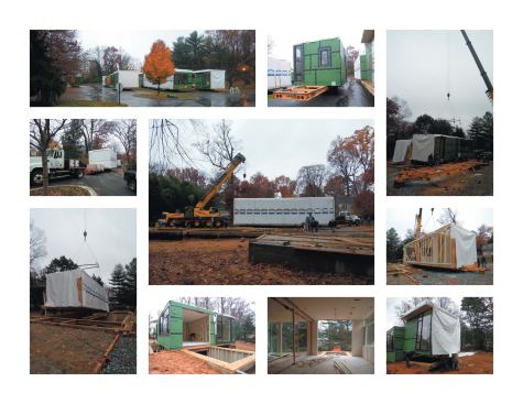 The building modules were assembled on site in only two days.