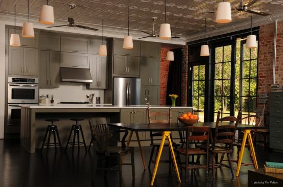 2013 Grand Award, Kitchen in a Remodeled Home, 2,000 to 3,000 sqft.: 274 Bragg Kitchen, Auburn, Ala. This contemporary kitchen is housed in a 1920s warehouse building. The structure has colorful history throughout the years as a pool hall, night club, grocery store, and even a church.
